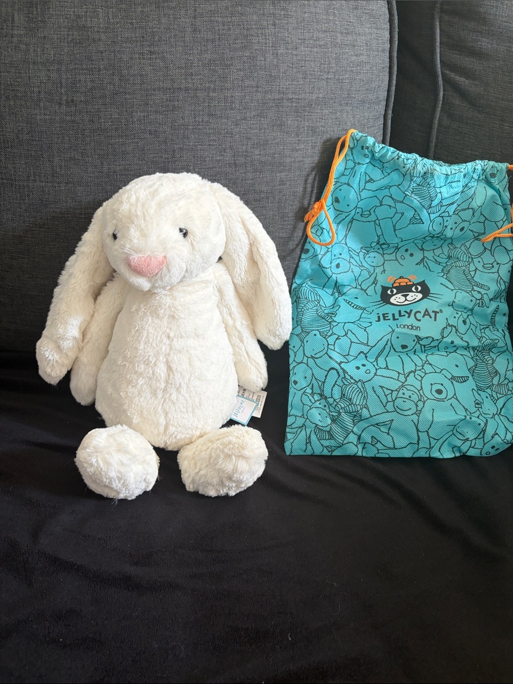 Retired Jellycat Cream Bashful Bunny with Pink Nose Plush